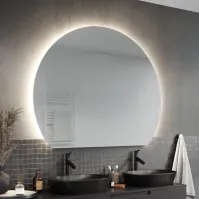 Miroir rond LED semi-circulaire éclairage moderne