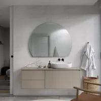 Miroir rond ajustable éclairage LED horloge anti-buée