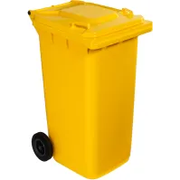 Poubelle jaune 240L à roulettes robuste et pratique