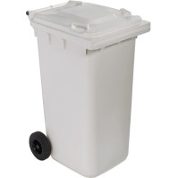 Conteneur blanc 240 litres à roulettes robuste et pratique