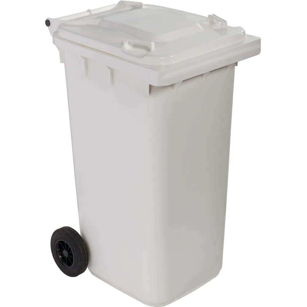 Conteneur blanc 240 litres à roulettes robuste et pratique