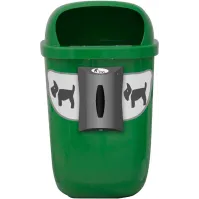 corbeille canine verte avec distributeur et adhésifs résistants