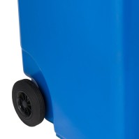 Poubelle bleue 360L durable extérieur roulette