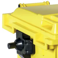 Poubelle jaune 660L résistante UV roulettes solides