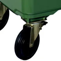 Poubelle verte 660L durable roulettes robustes HDPE anti-UV