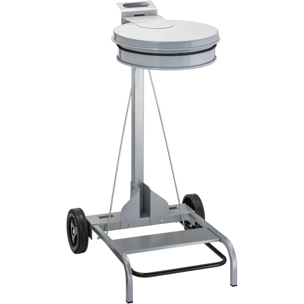 Support à déchets gris 110L mobile avec pédale