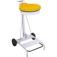 Support sac-poubelle 110L mobile acier jaune à pédale