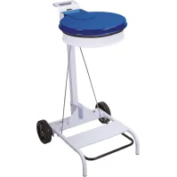 Poubelle acier bleu 110L mobile à pédale pratique