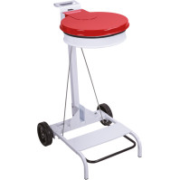 Support sacs-poubelles rouge 110L mobile à pédale acier