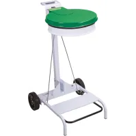 Support sacs-poubelle vert 110L mobile à pédale robuste