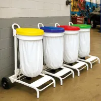 Support sac-poubelle 110L vert mobile pédale robuste