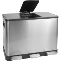 Poubelle inox tri sélectif à pédale et fermeture silencieuse