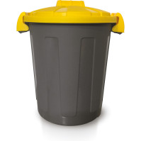 Bac rond couvercle jaune clipsable plastique durable