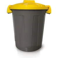 Bac rond couvercle jaune clipsable plastique durable