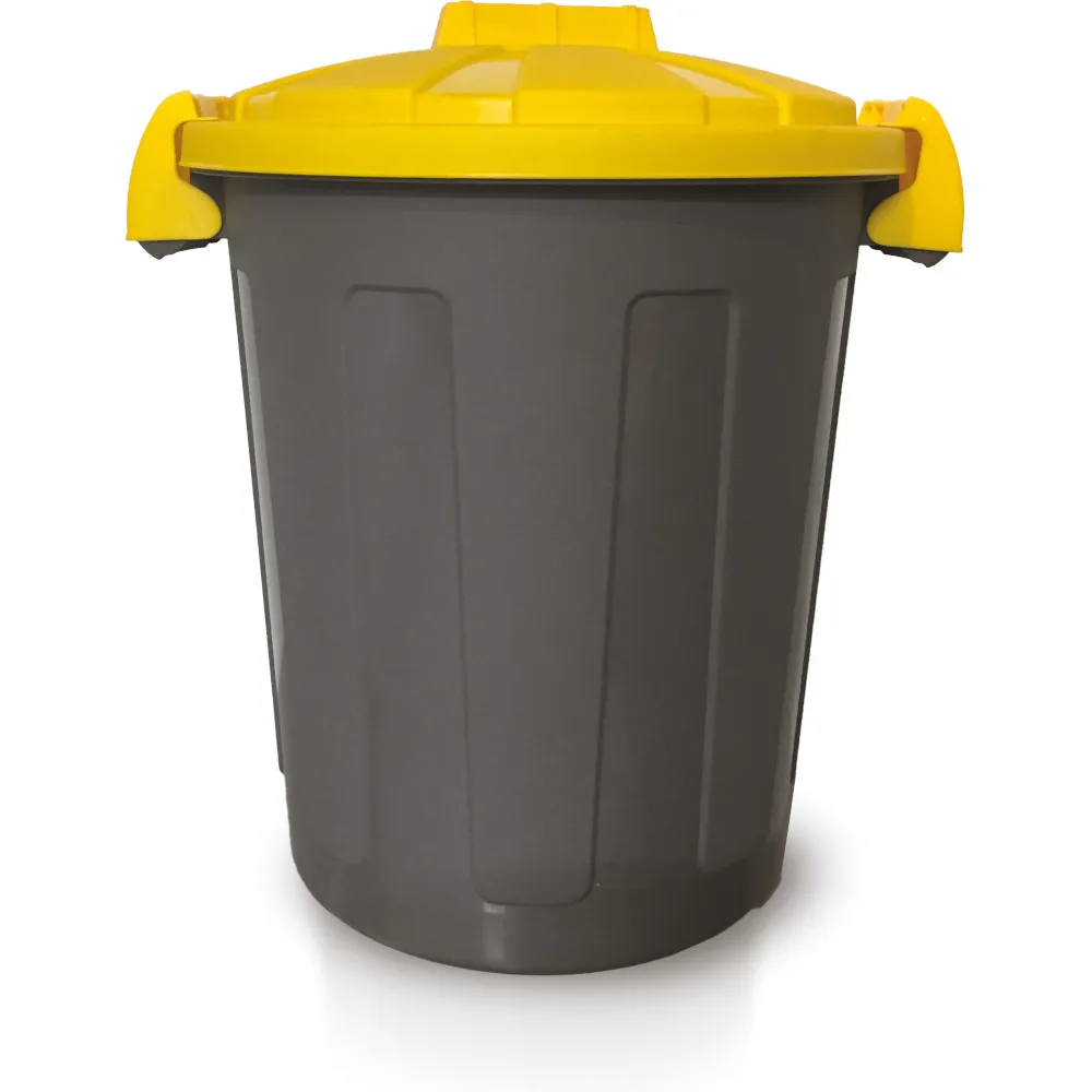 Bac rond couvercle jaune clipsable plastique durable