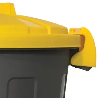 Bac rond plastique recyclé couvercle jaune clipsable 25L