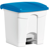 Poubelle plastique bleue 30L à pédale lot de 3