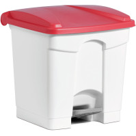 Poubelle plastique rouge 30L à pédale lot de 3