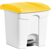 Poubelle plastique pédale jaune 30L lot de 3