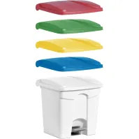 Poubelle plastique verte 30L à pédale lot de 3