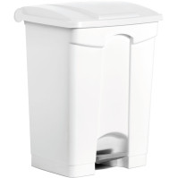 Poubelles plastiques à pédale 70L blanches lot de trois