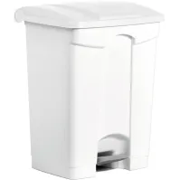Poubelles plastiques à pédale 70L blanches lot de trois