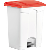 Poubelle plastique rouge à pédale 70L pratique et robuste