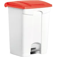 Poubelle plastique rouge à pédale 70L pratique et robuste