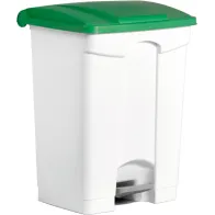 Poubelle plastique verte à pédale 70L lot de 3