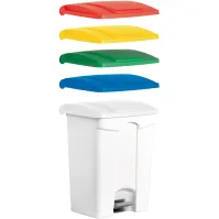 Poubelle plastique verte à pédale 70L lot de 3