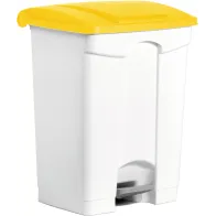 Poubelle plastique jaune 70L pédale lot de 3