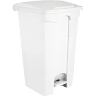 Poubelle plastique à pédale 90L blanche lot de trois