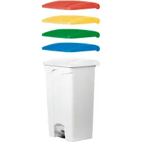 Poubelle plastique pédale 90L blanche lot de 3