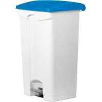 Lot de 3 poubelles bleues 90L avec pédale