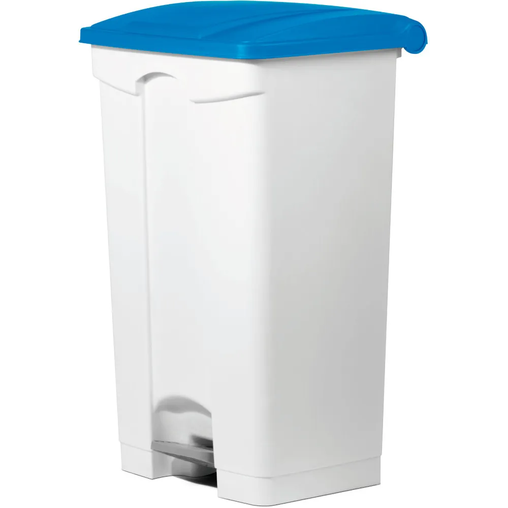 Lot de 3 poubelles bleues 90L avec pédale