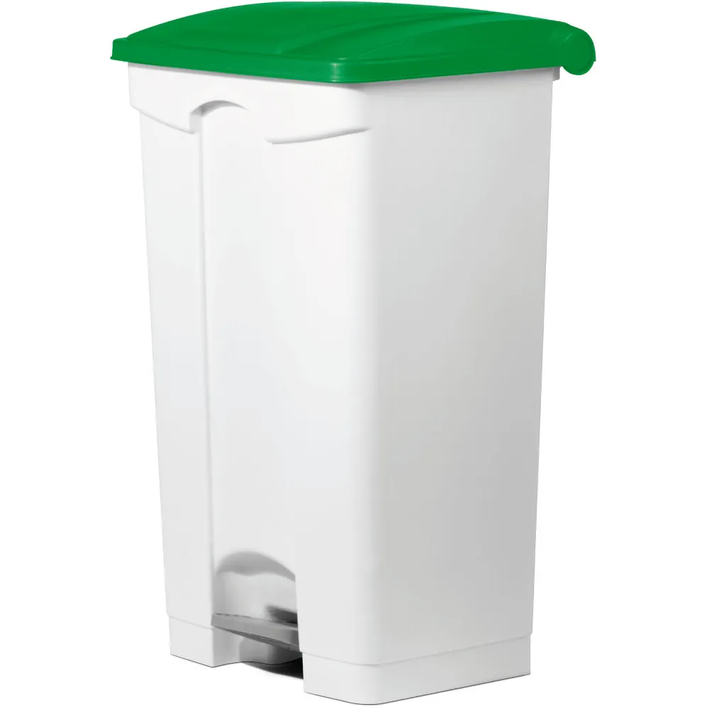 Poubelle plastique verte à pédale 90L lot de 3