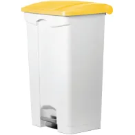 Poubelle plastique à pédale 90L jaune pour déchets.