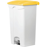Poubelle plastique jaune 90L à pédale lot de 3