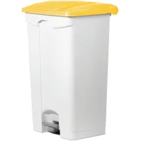 Poubelle plastique jaune 90L à pédale lot de 3