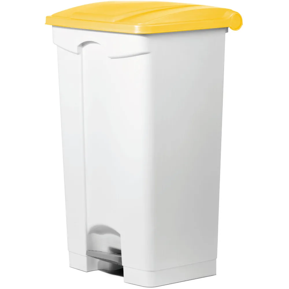 Poubelle plastique jaune 90L à pédale lot de 3
