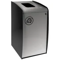 Borne à déchets avec ouverture frontale et façade grise