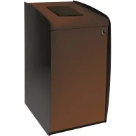 Borne à déchets marron avec ouverture frontale élégante et pratique