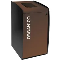 Borne à déchets marron avec ouverture frontale pour tri sélectif