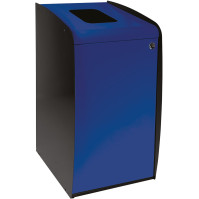 Borne à déchets avec ouverture frontale en façade bleue