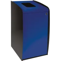 Borne à déchets avec ouverture frontale en façade bleue