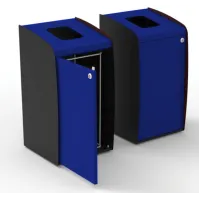 Borne à déchets avec ouverture sur façade bleue