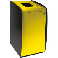 Borne à déchets jaune avec ouverture frontale pour dépôt facile