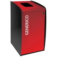 Borne à déchets avec ouverture frontale rouge design urbain