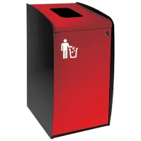 Borne à déchets rouge ouverture façade pratique et moderne