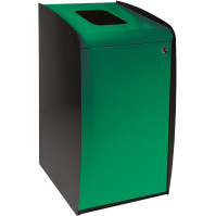 Borne à déchets verte avec ouverture frontale pratique.